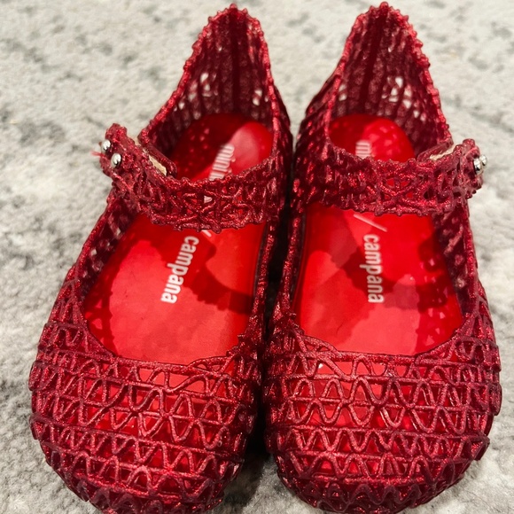 Red lace sparkle jellies Mini Melissa size 8 - Picture 1 of 6
